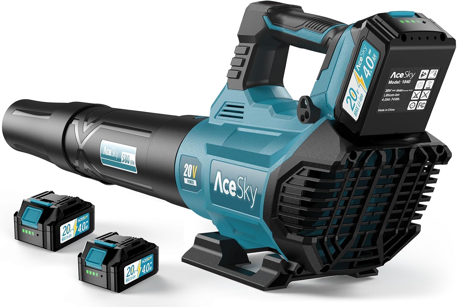 Leaf Blower Cordless - 580CFM/160MPH & 3 Speed Levels Electric Leaf Blower with...