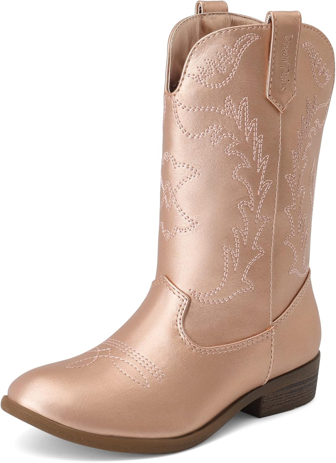 DREAM PAIRS Kids Cowgirl Cowboy Western Boots Girls Mid Calf Riding Shoes Little...