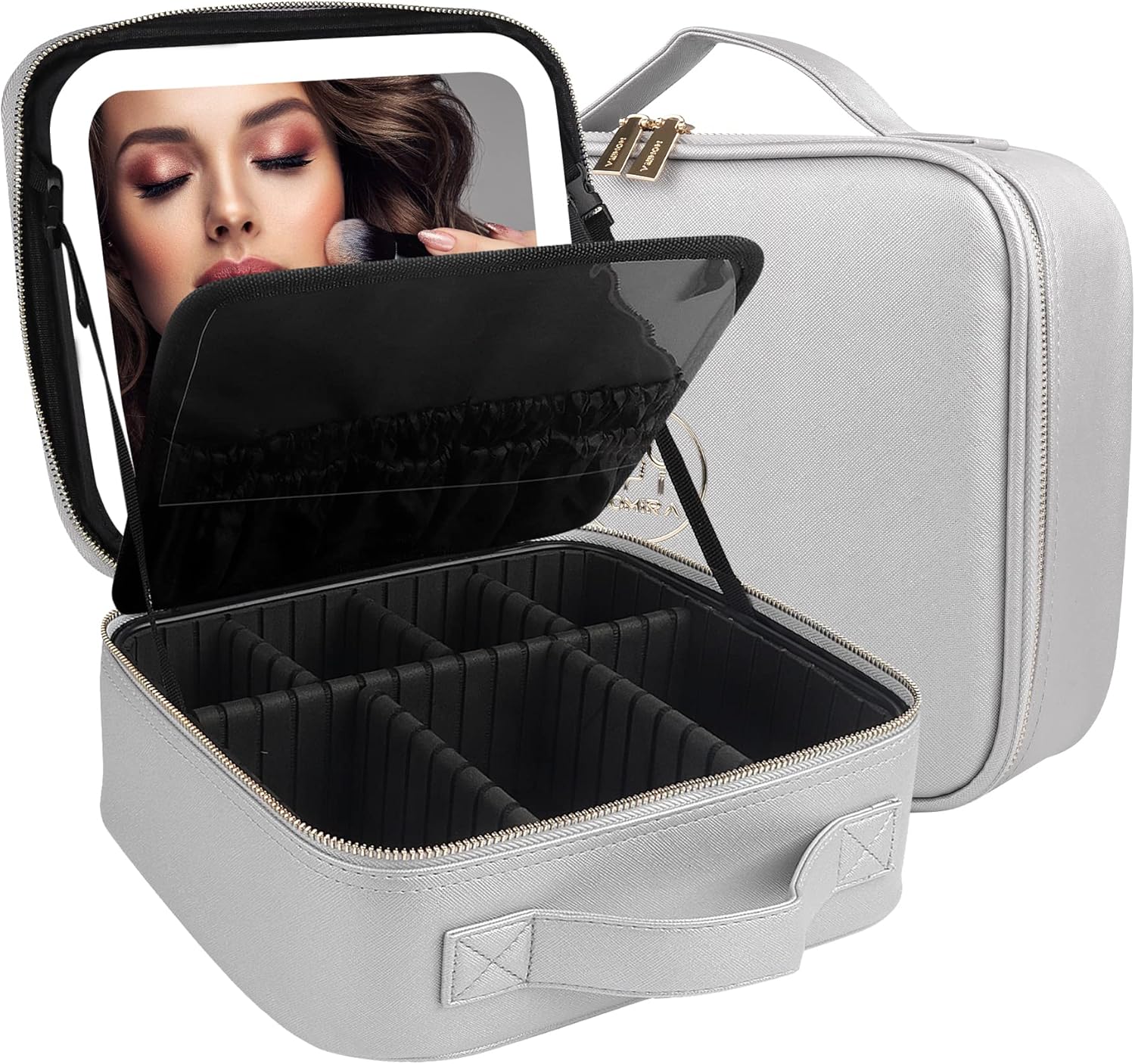 MOMIRA Makeup Bag with Mirror and Light Travel Makeup Train Case Cosmetic Bag Or...