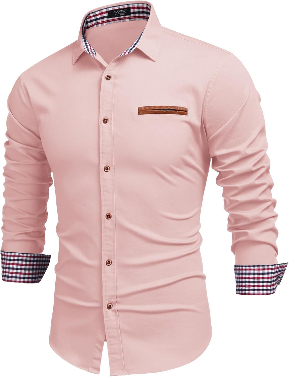 COOFANDY Men's Casual Dress Shirt Button Down Shirts Long-Sleeve Plaid Collar De...