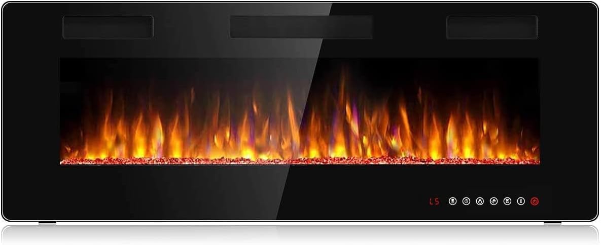 BOSSIN 50 inch Ultra-Thin Silence Linear Electric Fireplace, Recessed Wall Mount...