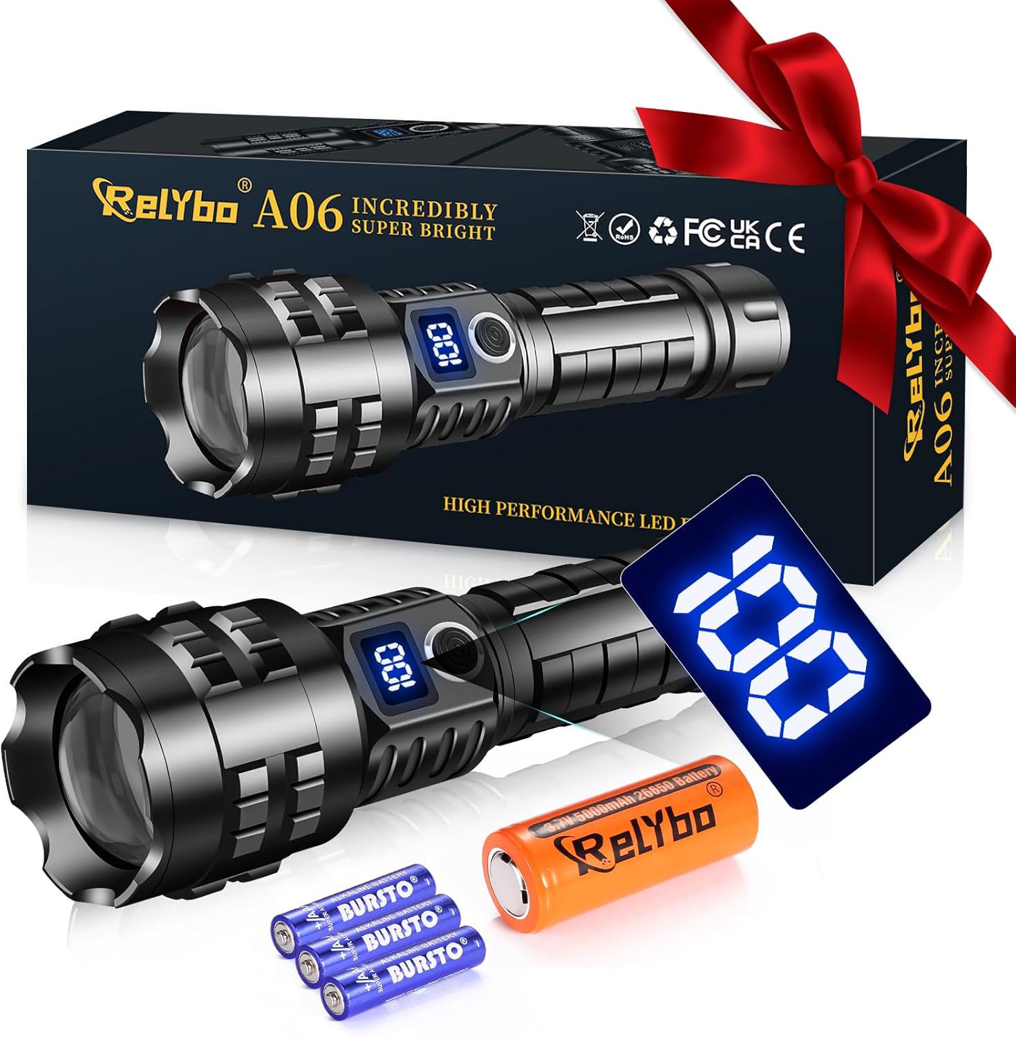 Relybo Torches LED Super Bright, Rechargeable Torch 450000 lumens, LED Torch Rec...