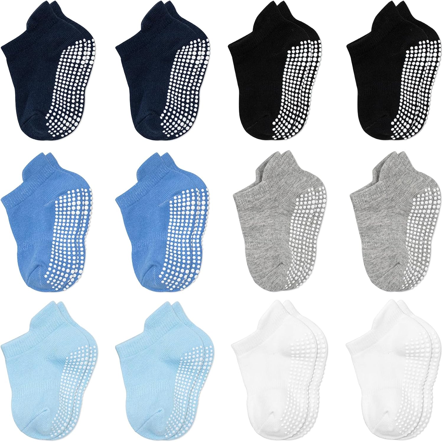 Baby Socks Toddler Socks Non Slip Grip Ankle Socks with Non Skid Soles 12 Pack f...