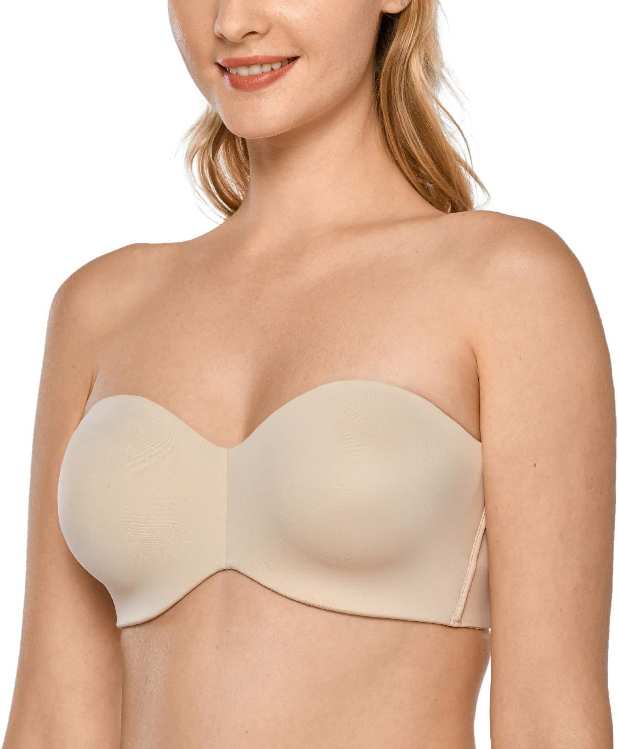 DELIMIRA Women's Strapless Bra Unlined Underwire Minimizer Plus Size Support 34D...
