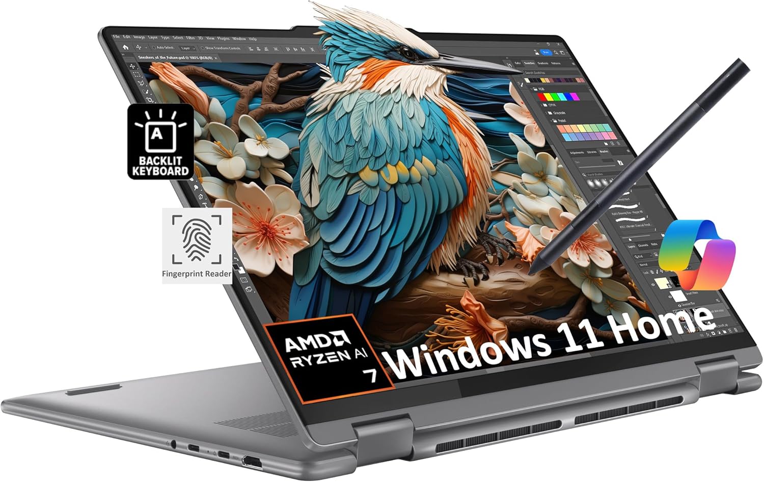 Lenovo Yoga 7 7i 2-in-1 Laptop (16" FHD+ Touchscreen, AMD Ryzen 7 8840HS (Beat i...