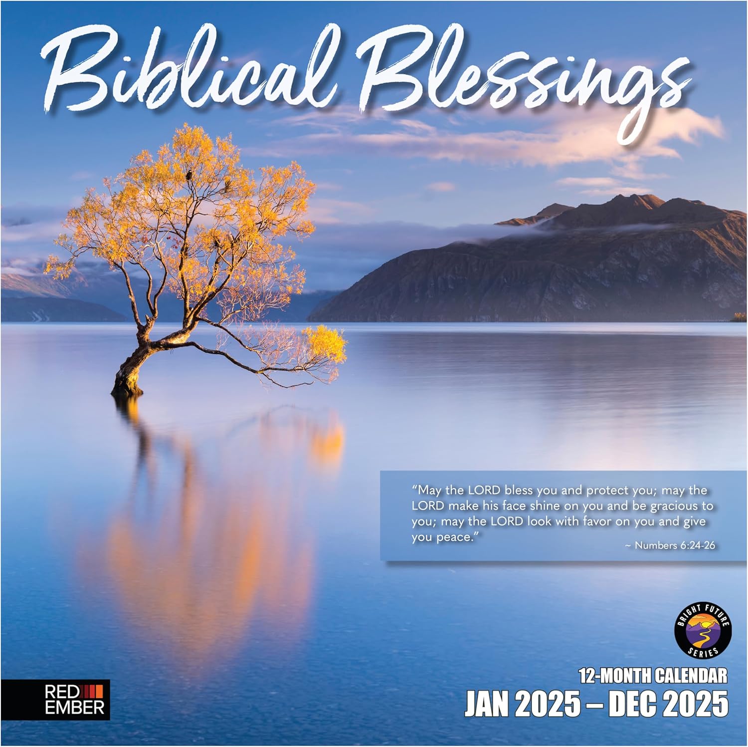 RED EMBER Biblical Blessings 2025 Wall Calendar 12 Month | 12" x 24" Open | Thic...