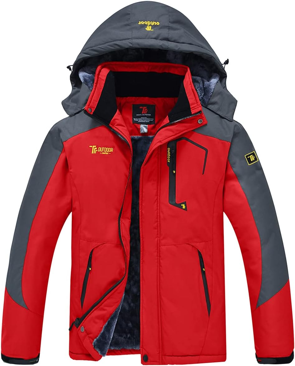donhobo Men's Fleece Jacket Winter Waterproof Warm Ski Jackets Windproof Coat wi...