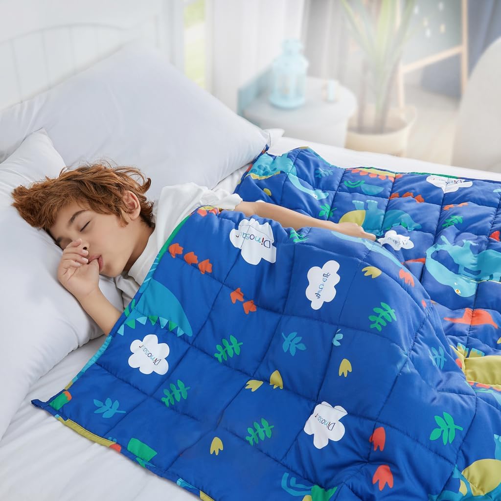 HOSUKKO Weighted Blanket - Weighted Blanket 5 lbs Blue Heavy Blanket - Breathabl...