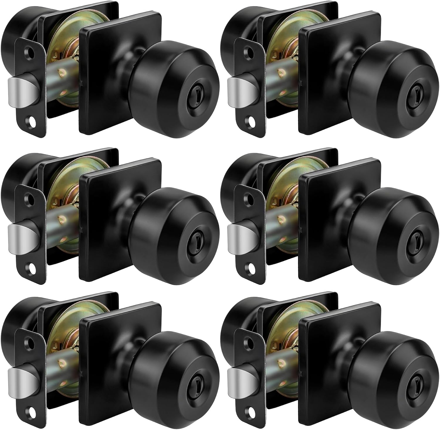 goldenwarm Black Door Knobs, 6 Pack Matte Black Privacy Interior Door Knob, Blac...