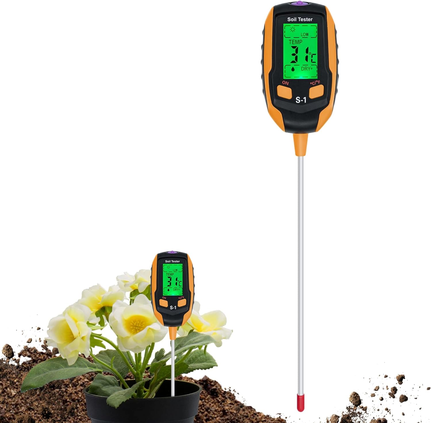 Mcbazel Soil Meter, 4-in-1 Digital Plant Soil Moisture Meter with PH/Temperature...
