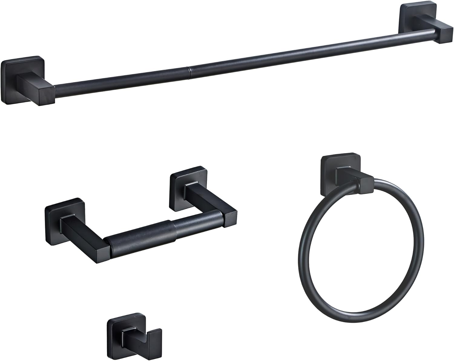 Matte Black Bathroom Hardware Set 4 Pieces,Bathroom Accessories Set Stainless St...