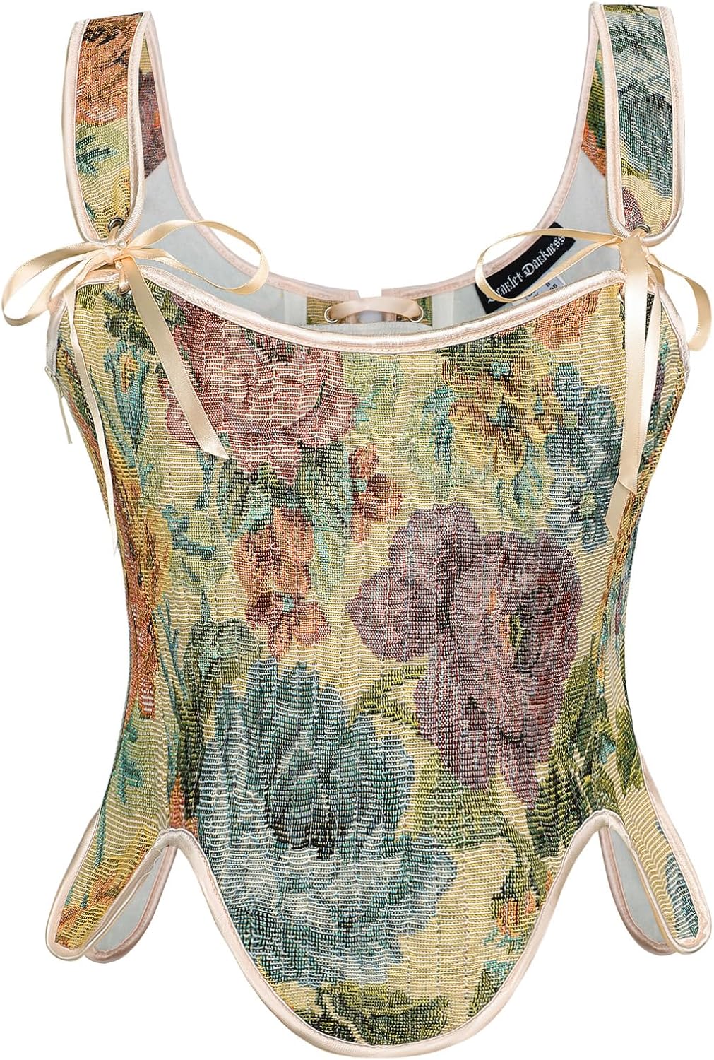 Scarlet Darkness Bustier Tops for Women Renaissance Floral Lace Up Bodyshaper Co...