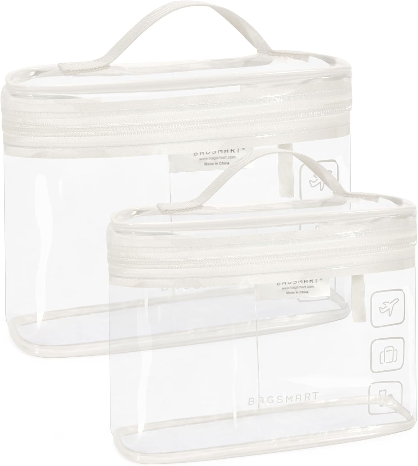 BAGSMART TSA Approved Toiletry Bag, 2 Pack Clear Makeup Cosmetic Bag Organizer,...