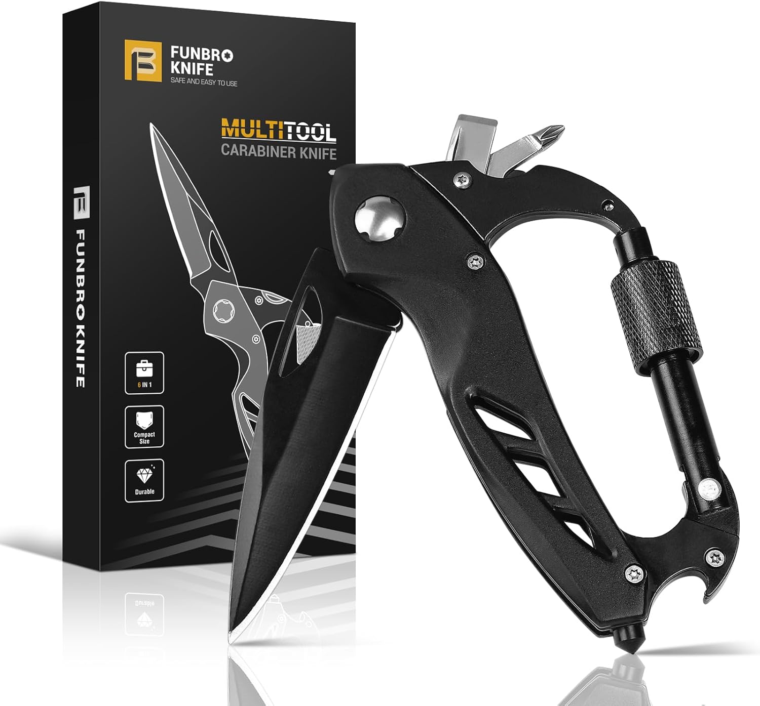 Multitool Carabiner with Pocket Knife, Stocking Stuffers Gifts for Men, EDC Cara...
