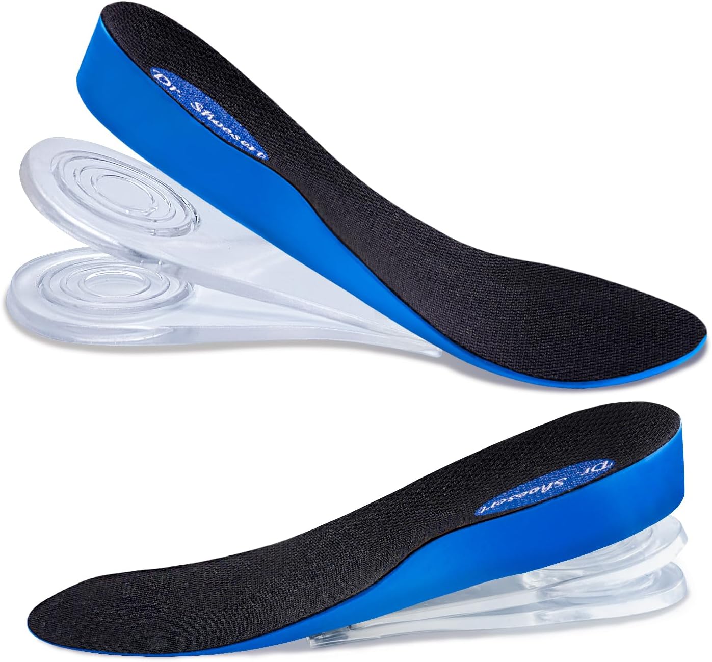 Dr. Shoesert 3-Layer Adjustable Height Increase Insoles, 3/4 Length Shock Absorp...