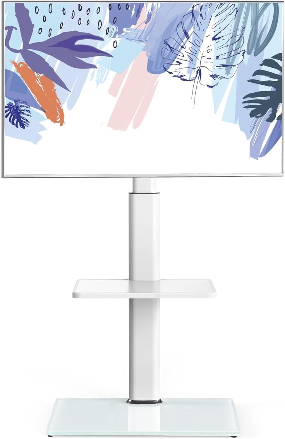 FITUEYES White TV Floor Stand for 32 to 60 inch TVs, Floor Standing TV Stand wit...