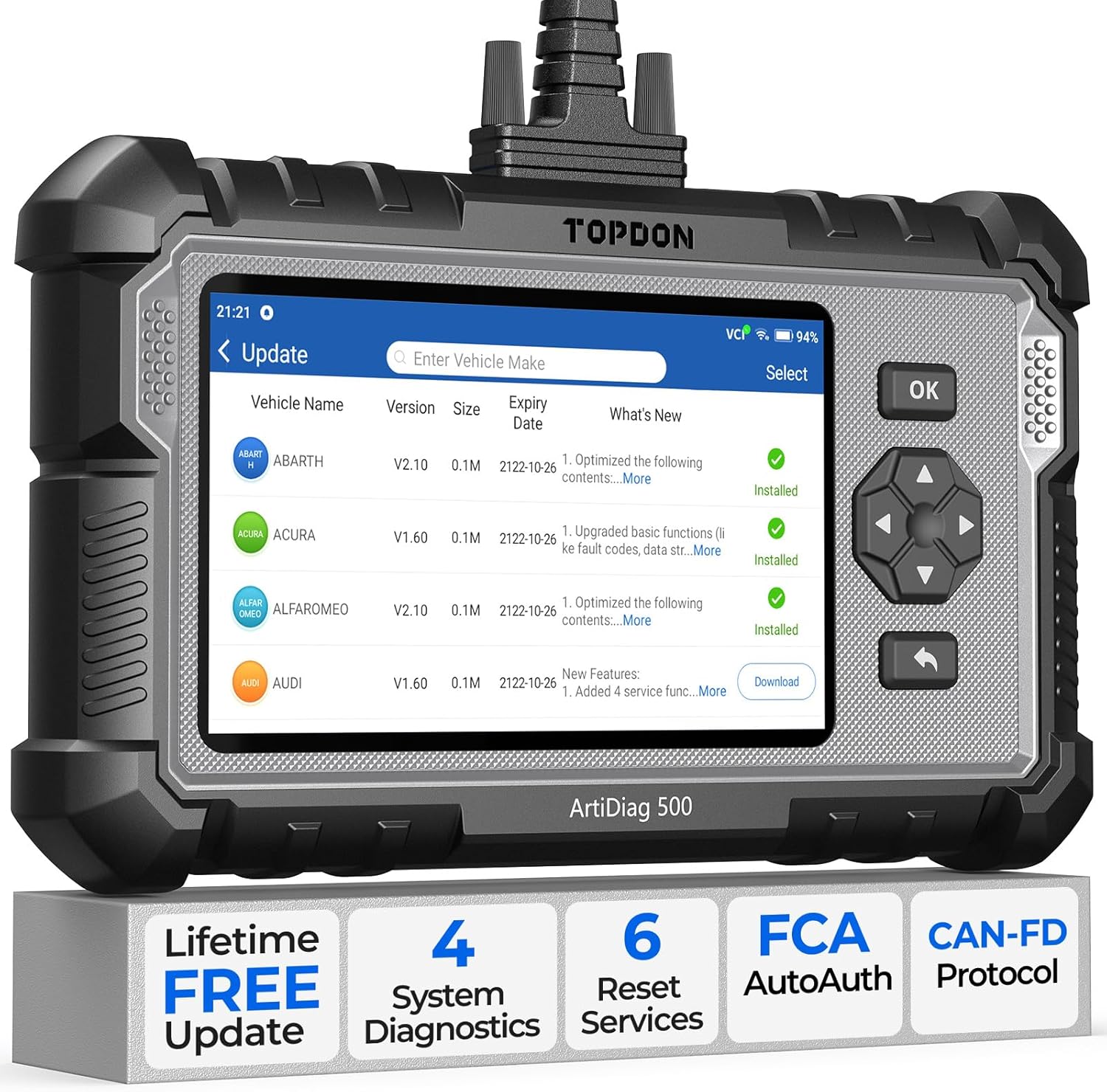 TOPDON AD500 OBD2 Scanner Car Code Reader Scan Tool, Engine ABS SRS Transmission...