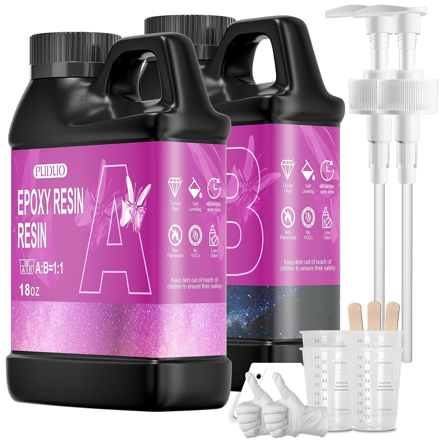 Puduo Epoxy Resin Kit 36OZ，Newly Formulated Crystal Clear Epoxy Resin，Strong,...