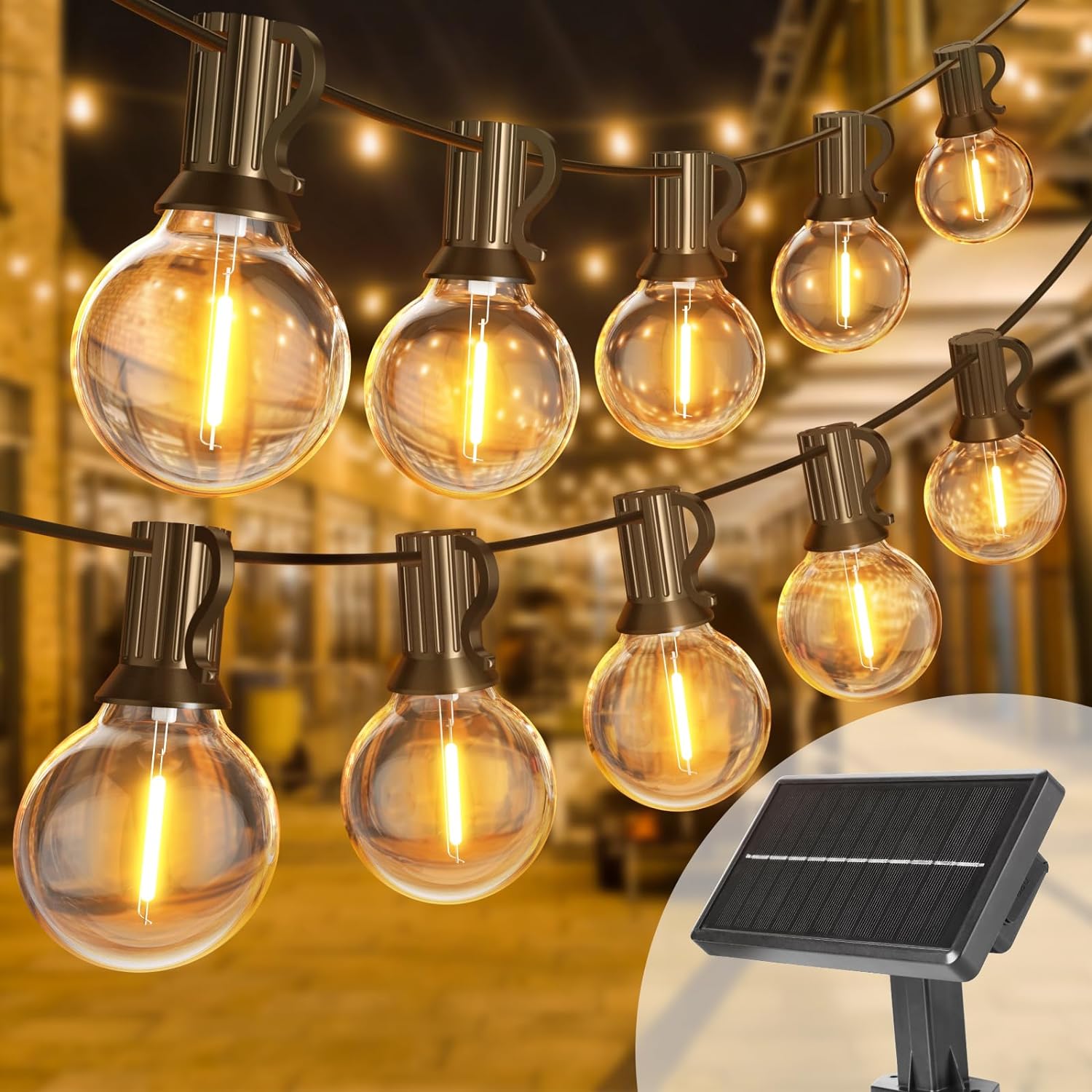 Solar Garden Lights, 24M/80FT Festoon Lights Outdoor with 3 Modes, Waterproof LE...