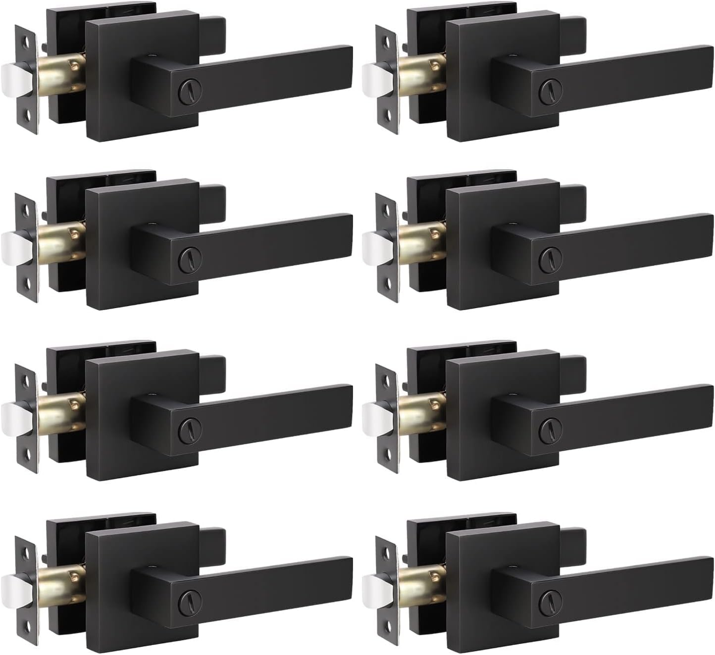 KNOBWELL Door Handles Black 8 Pack, Privacy Lever Door Handles, Heavy Duty 2.07...