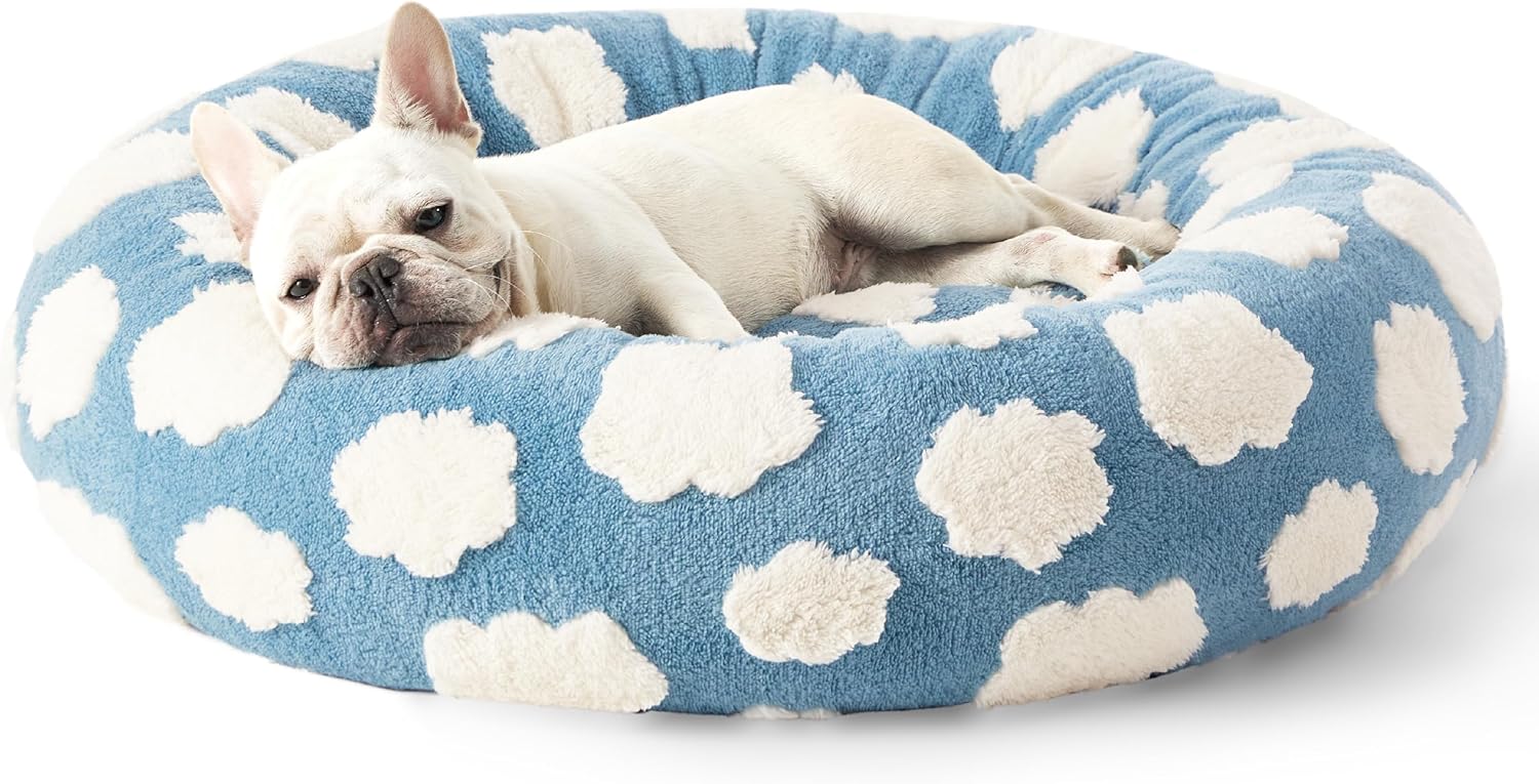 Lesure Donut Small Dog Bed - Round Cat Beds for Indoor Cats Calming Pet Beds, Cu...
