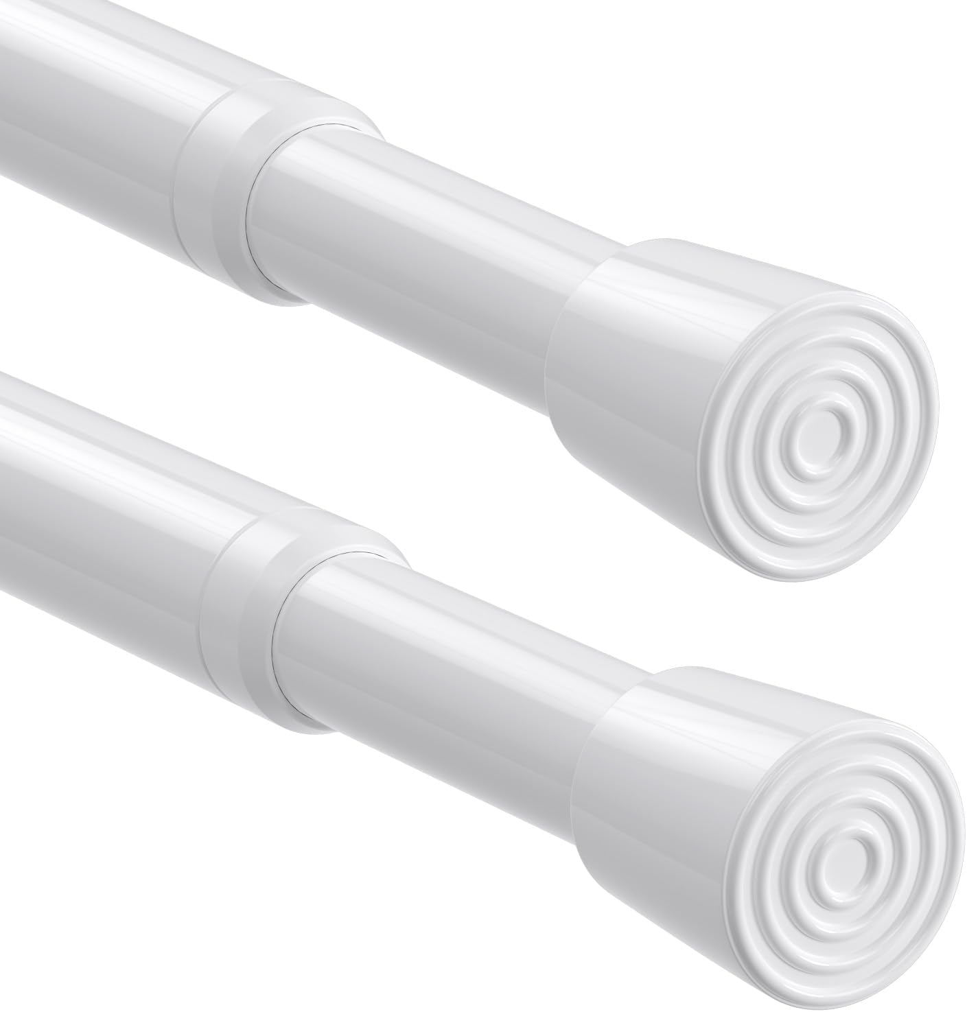 Tension Rod 68-100cm 2Pack Extendable Curtain Poles No Drilling White Spring Rod...