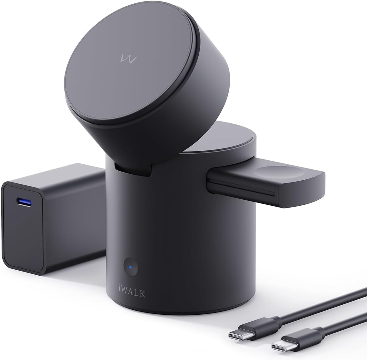 iWALK 3 in 1 Wireless Charging Stand with Auto Rotation, Charging Station with M...