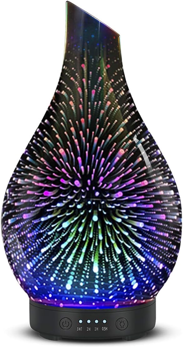 Essential Oil Diffuser Aroma Ultrasonic Diffuser, Night Light with Handmade Glas...