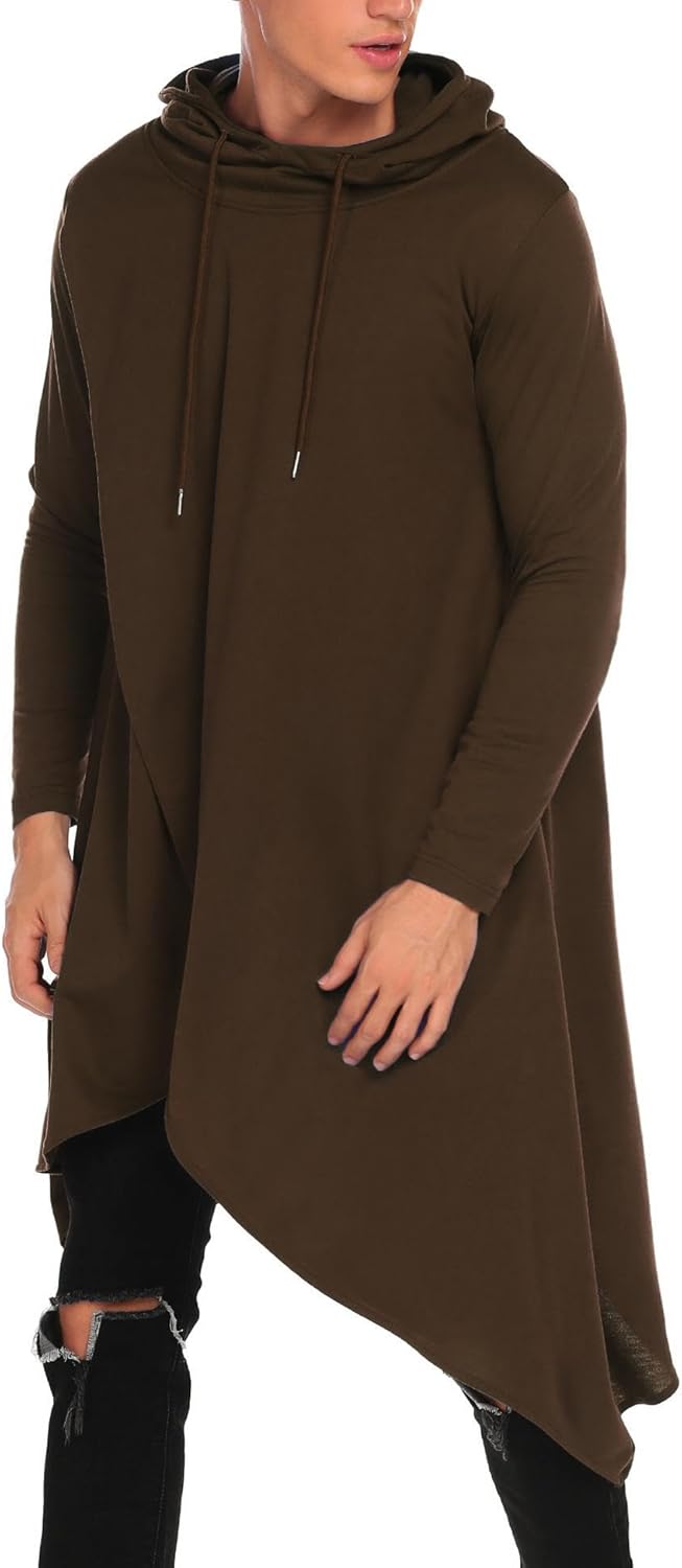 COOFANDY Men's Hooded Poncho Cape Cloak Casual Asymmetric Hem Hoodie Sweatshirts...