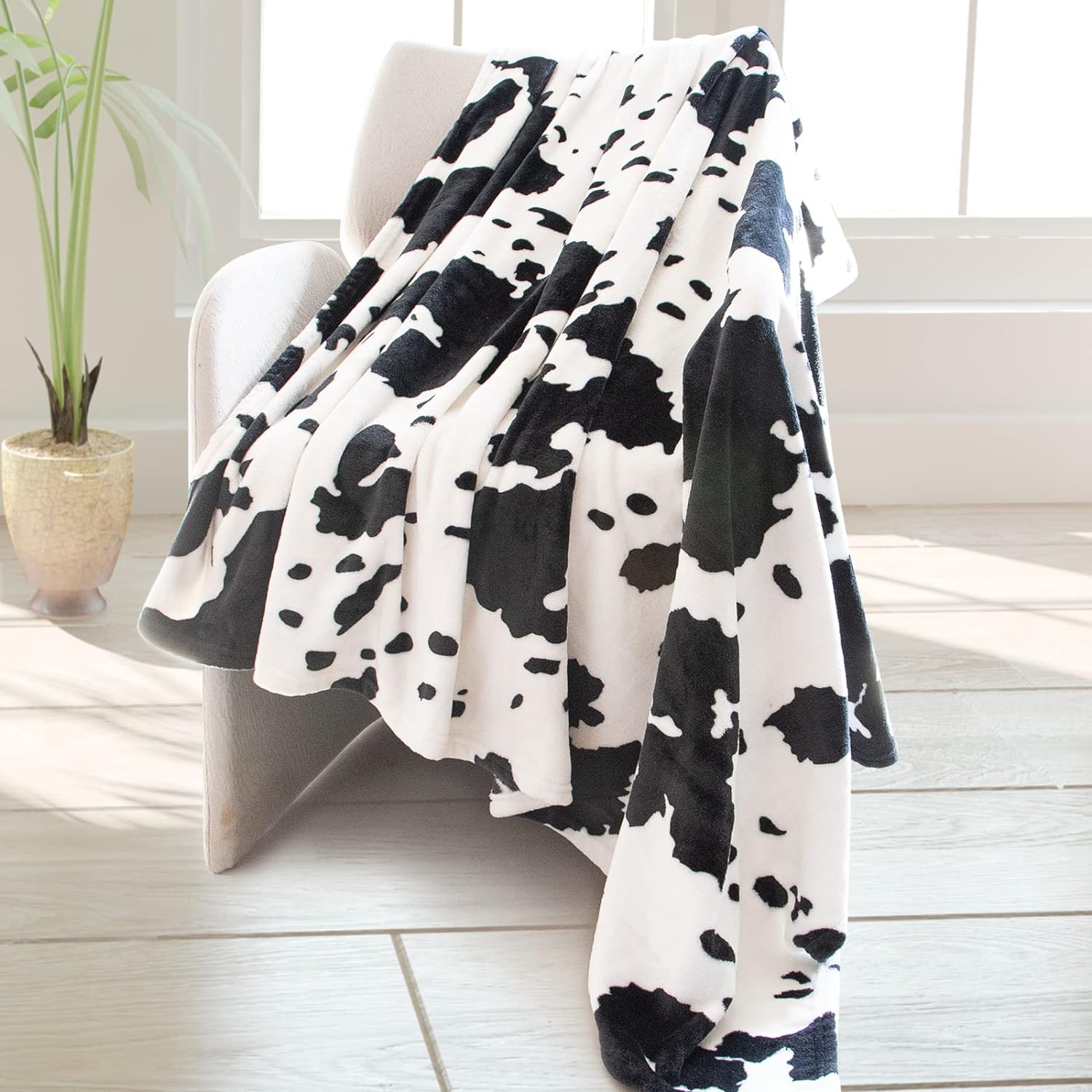 Cow Print Blanket Warm Plush Cute Cow Throw Blanket Soft Fleece Flannel Lightwei...