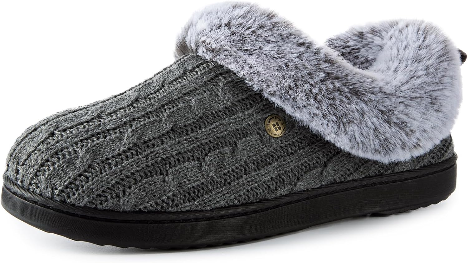 HomeTop Women's Cable Knit Slippers Breathable Warm Comfy Non-slip Indoor Outdoo...