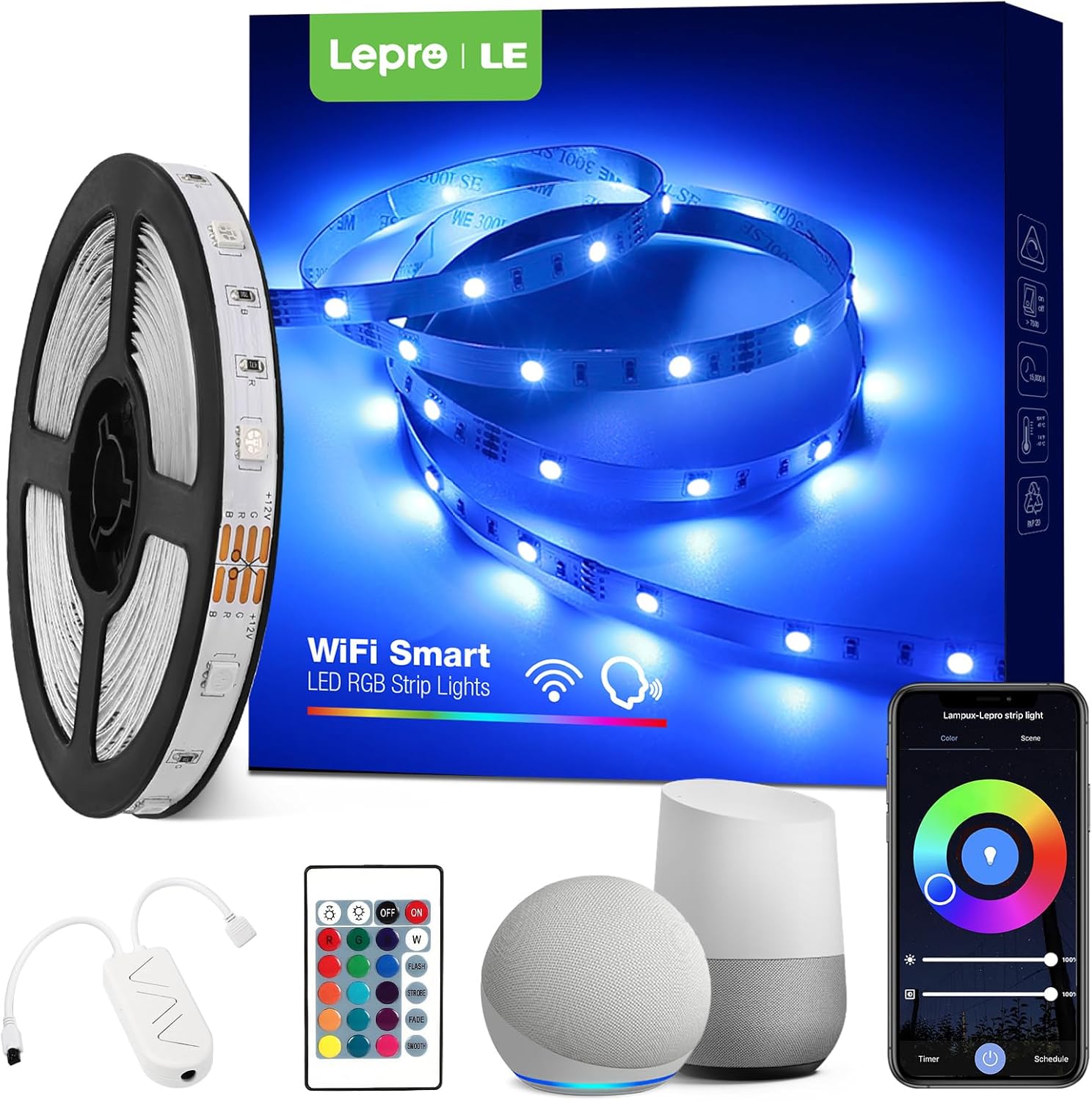 Lepro Alexa Smart LED Strip Light 5M, WiFi RGB LED Lights for Bedroom, Smart Lif...