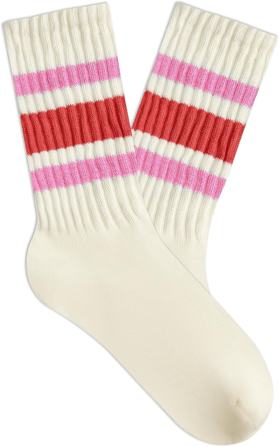 American Trends Womens Crew Socks Striped Athletic Socks Vintage Slouch Solid Co...