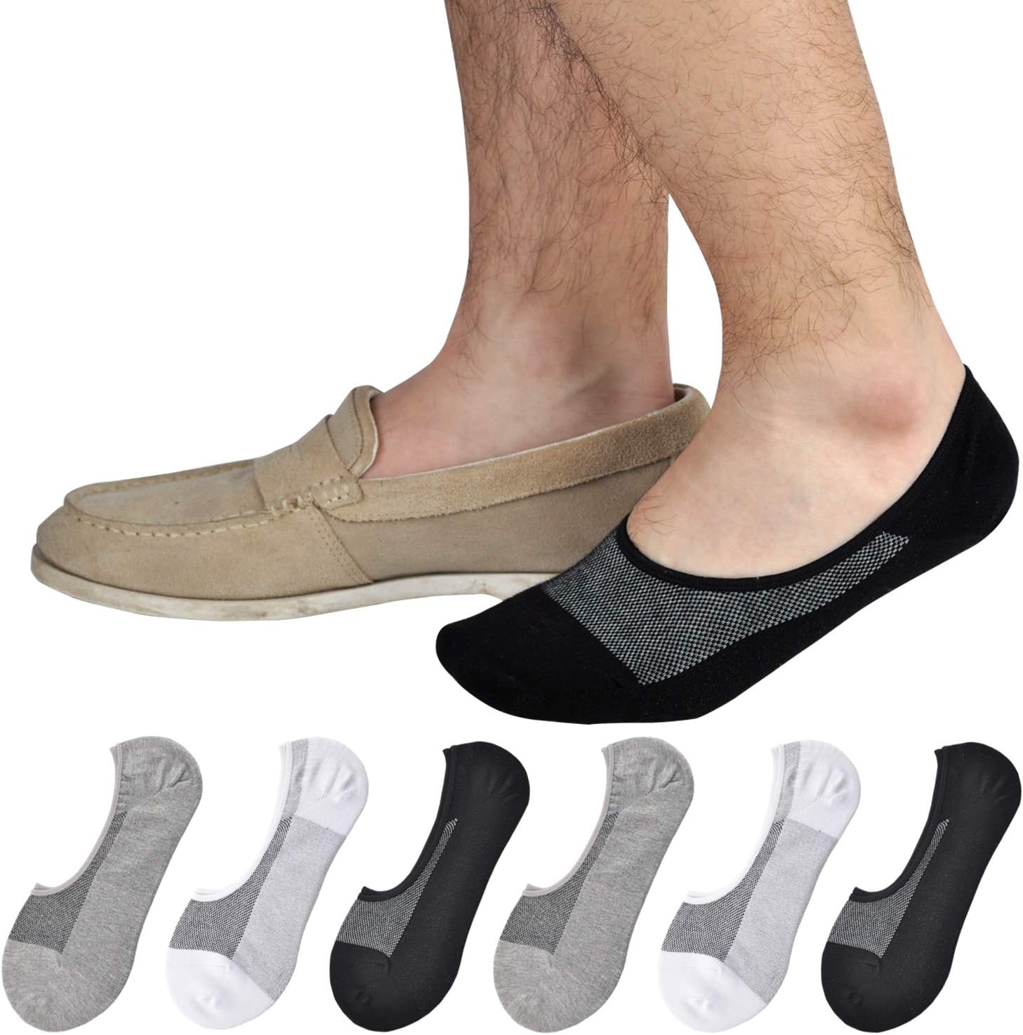 JORMATT Genuine Mens No Show Socks, Loafer Sneakers Low Cut Cotton Socks With No...