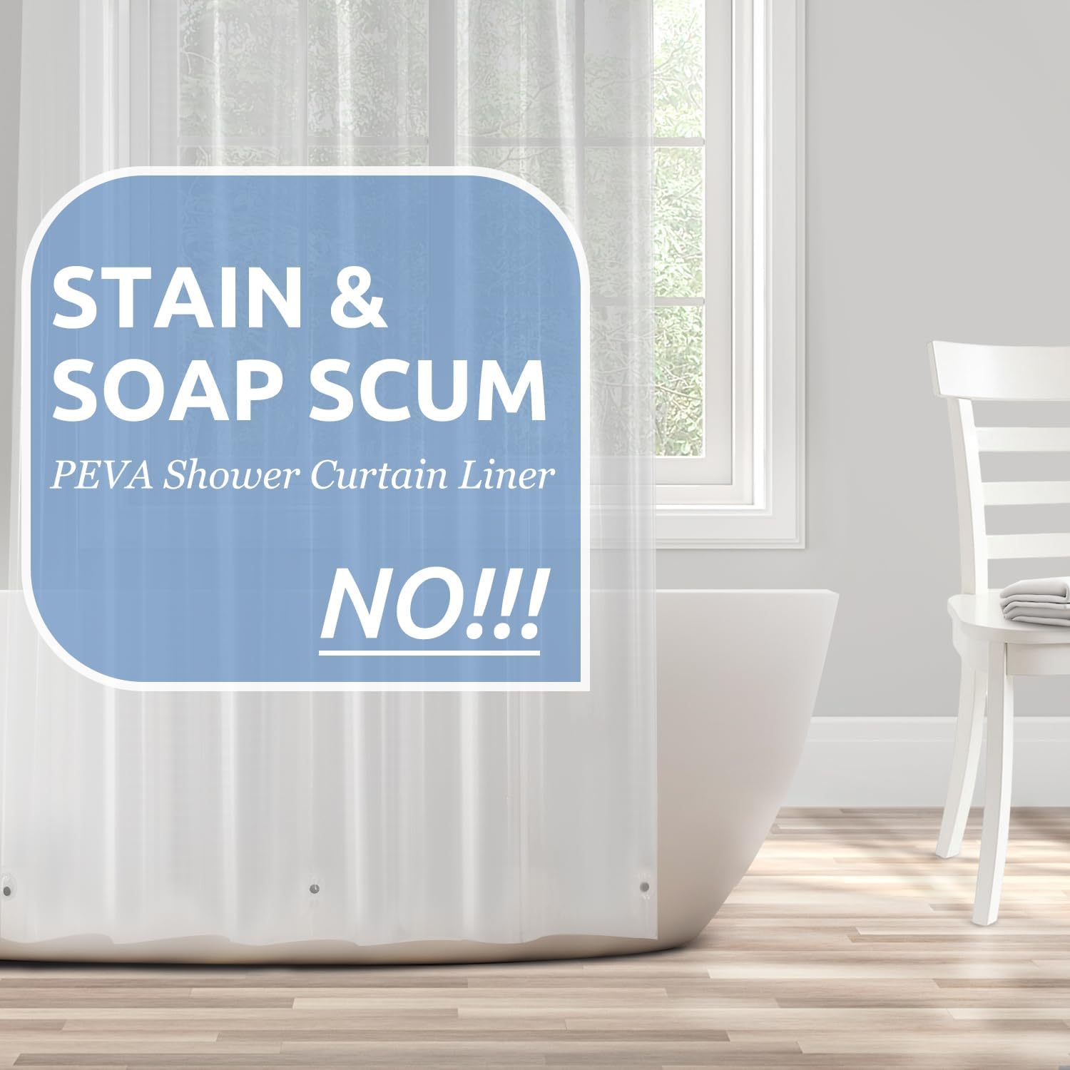 downluxe Waterproof Clear Shower Curtain Liner - PEVA Lightweight Plastic Shower...