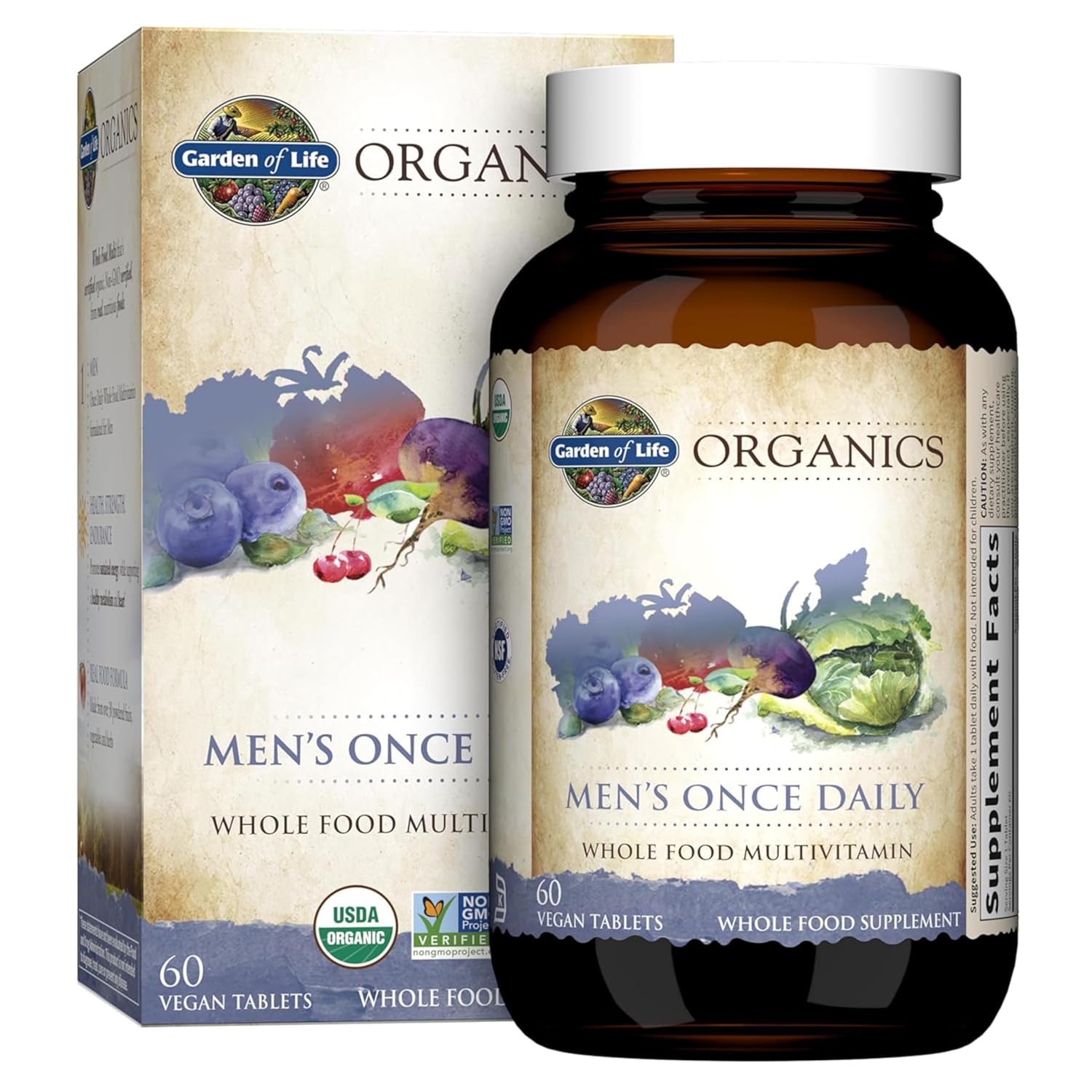 Garden of Life Organics Men's Once Daily Whole Food Multivitamin - 60 Tablets, V...
