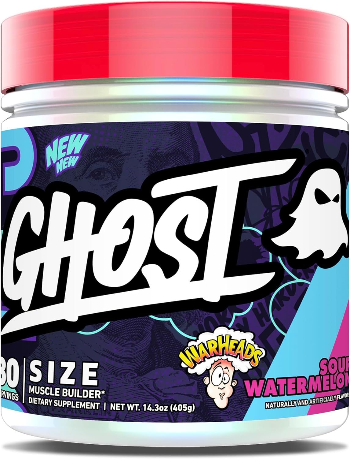 GHOST Size V3 Muscle Builder Dietary Supplement - Warheads Sour Watermelon, 30 S...