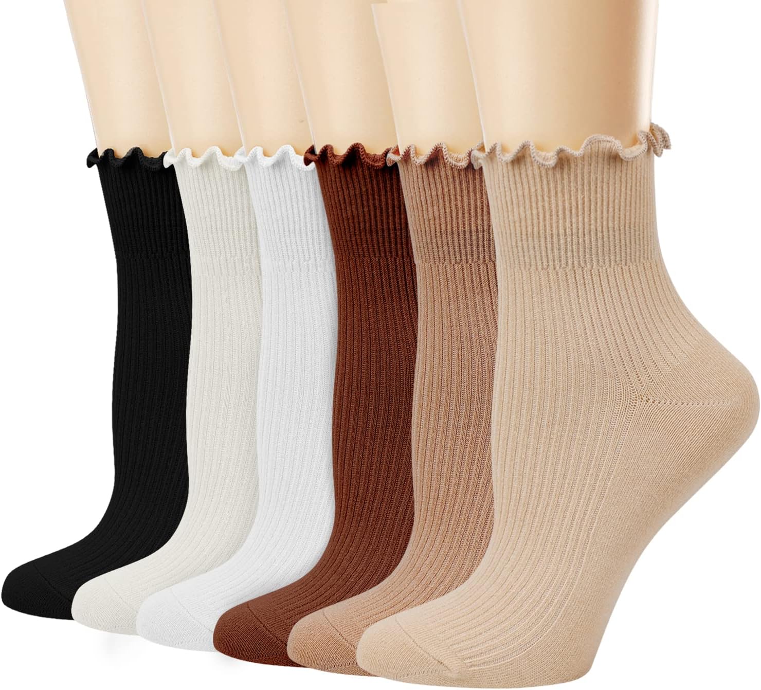Mcool Mary Women's Ruffle Socks,Casual Cute Ankle Socks Breathable Knit Cotton S...