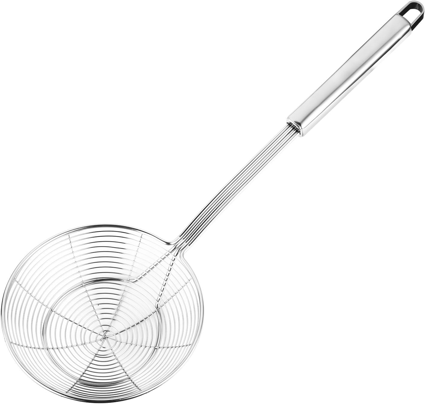 Hiware Solid Stainless Steel Spider Strainer Skimmer Ladle for Cooking and Fryin...