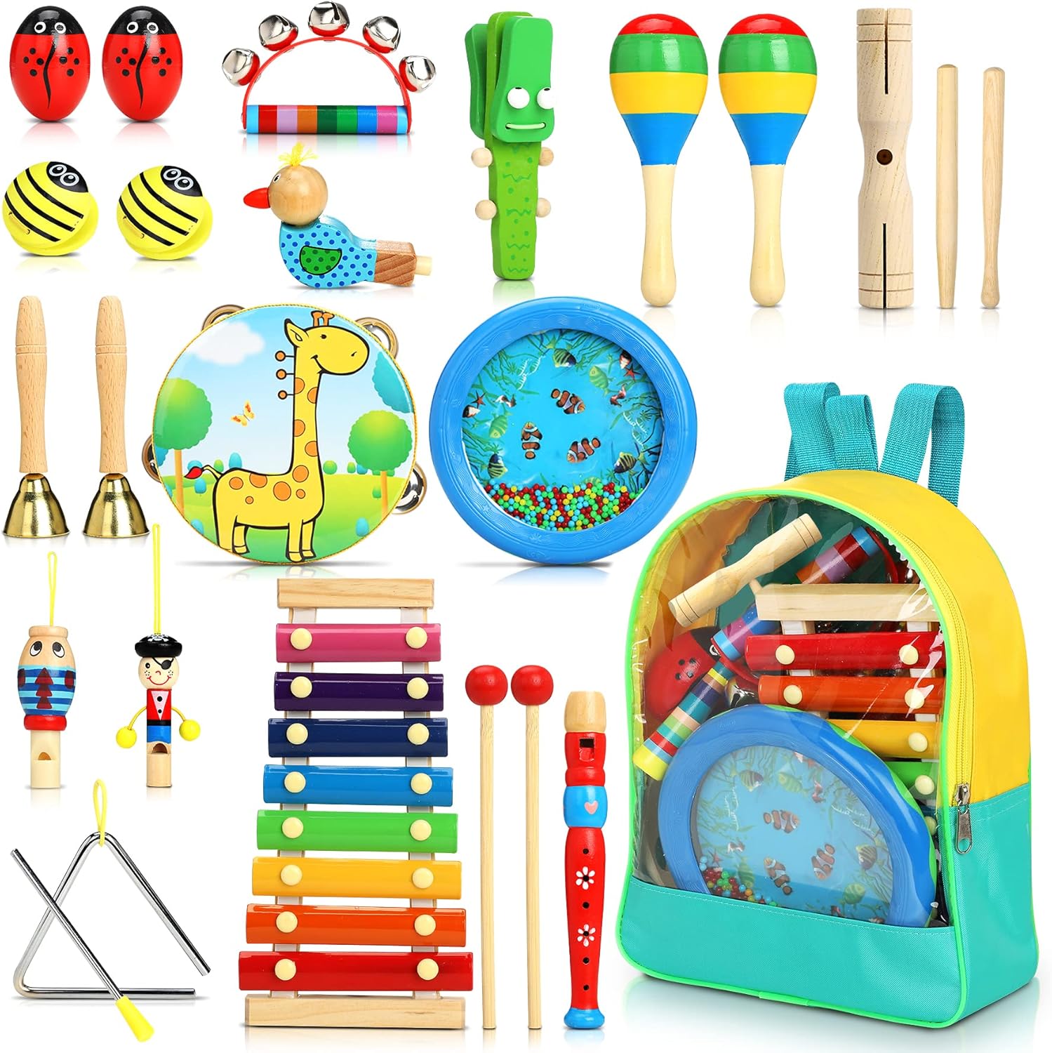 Jojoin Toddler Musical Instruments - 24PCS Baby Musical Instrument - Kids Wooden...