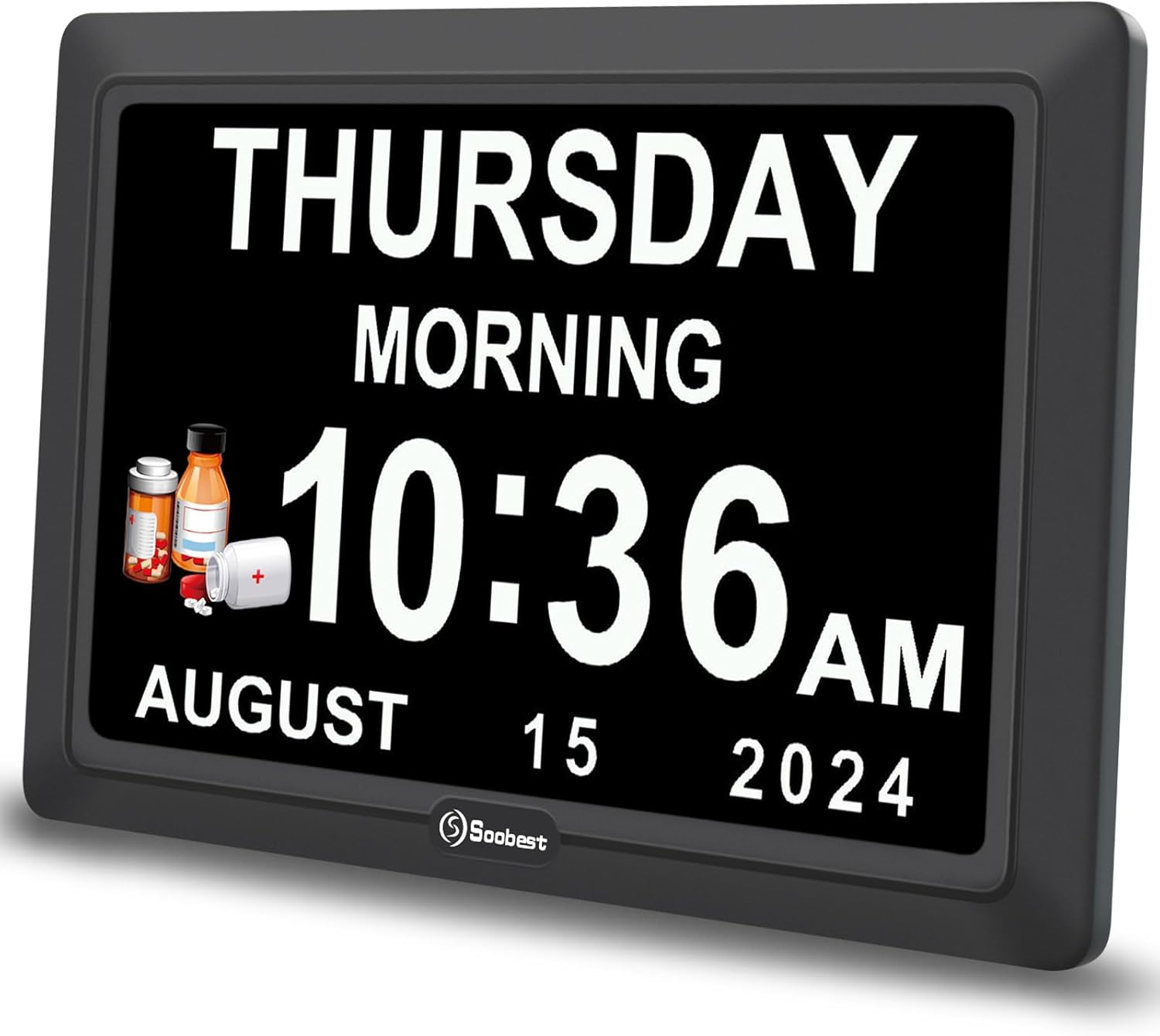 Soobest Digital Dementia Alarm Clock Large Display for Seniors, Plug in Electric...