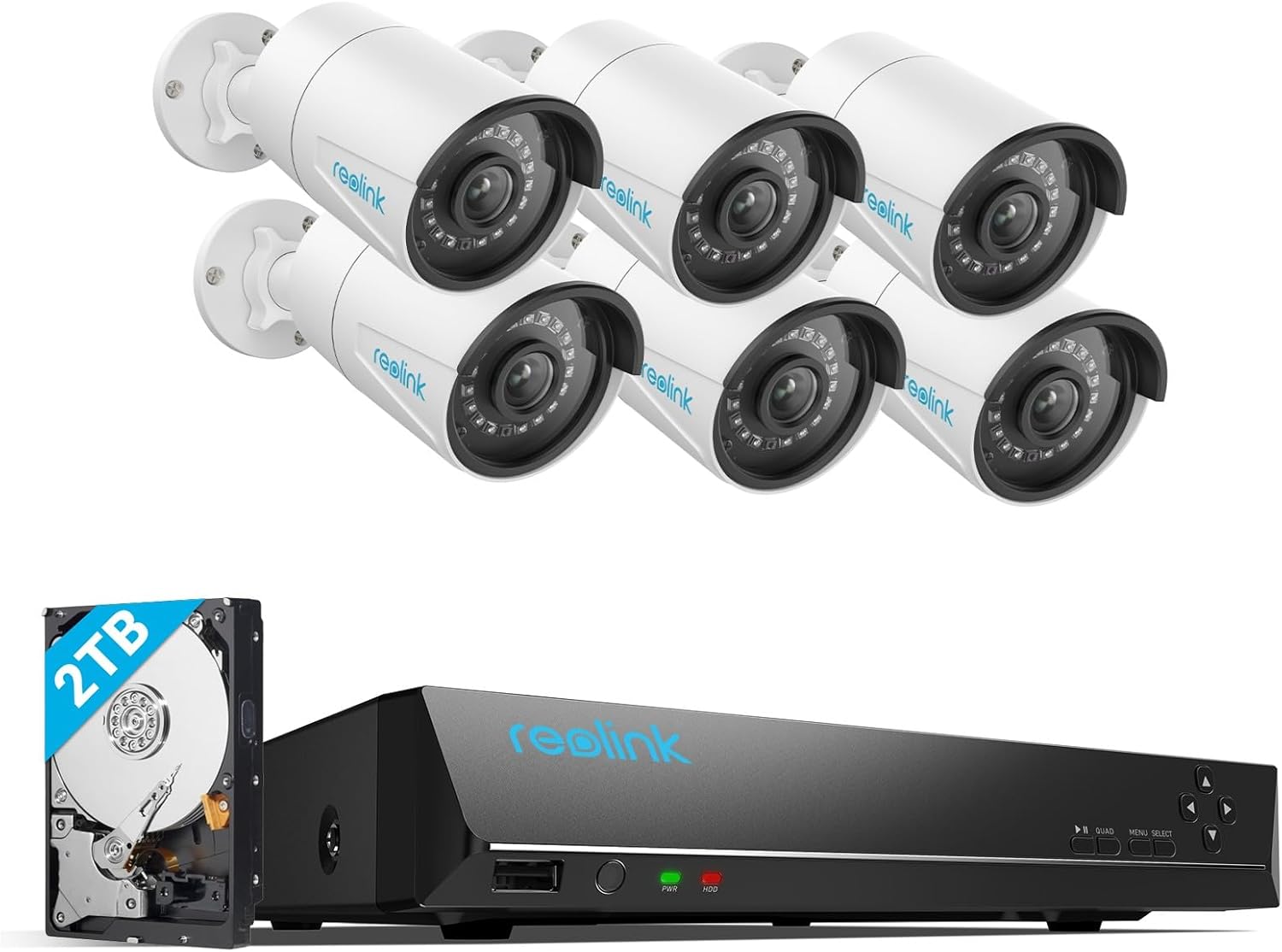 REOLINK 8CH 5MP Home Security Camera System, 6pcs Wired Outdoor PoE IP Cameras w...