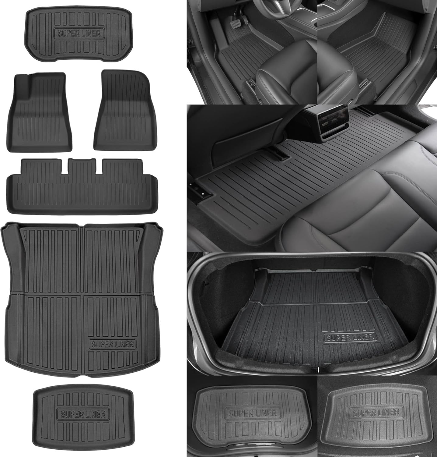 SUPER LINER Flagship Tesla Model 3 Floor Mats 2024 2025 All-Weather Floor Mats S...