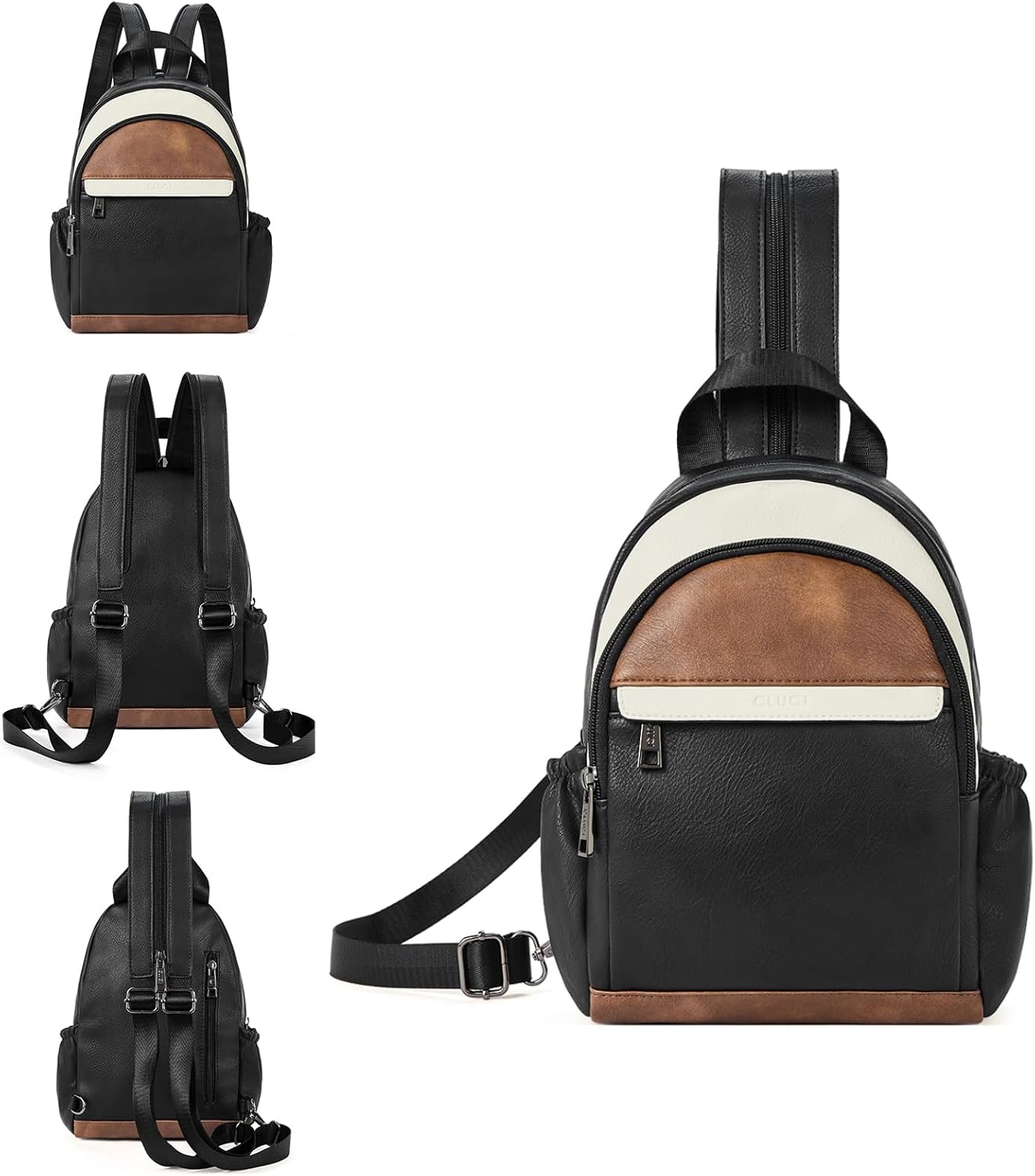CLUCI Sling Bags for Women,Small Backpack for Women, Leather Sling Backpack Conv...