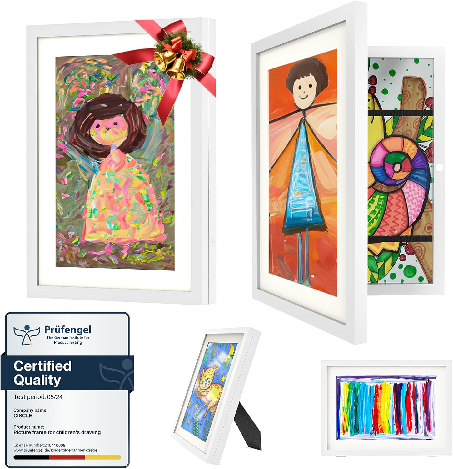 Ciscle Kids Art Frames, 2 Pack A4 Fillable Front Opening Photo Frames, Display F...