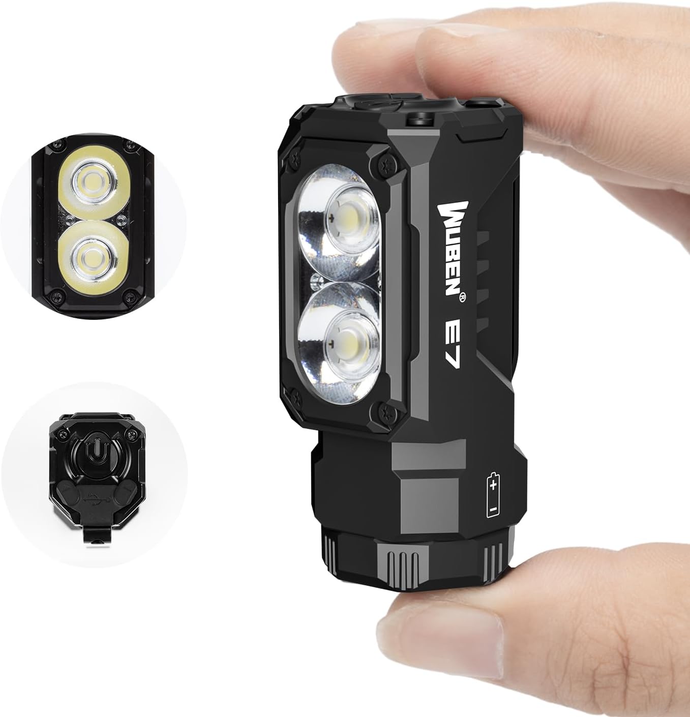 WUBEN E7 1800 Lumen Rechargeable Mini Flashlight with Magnet - Super Bright 6 Mo...