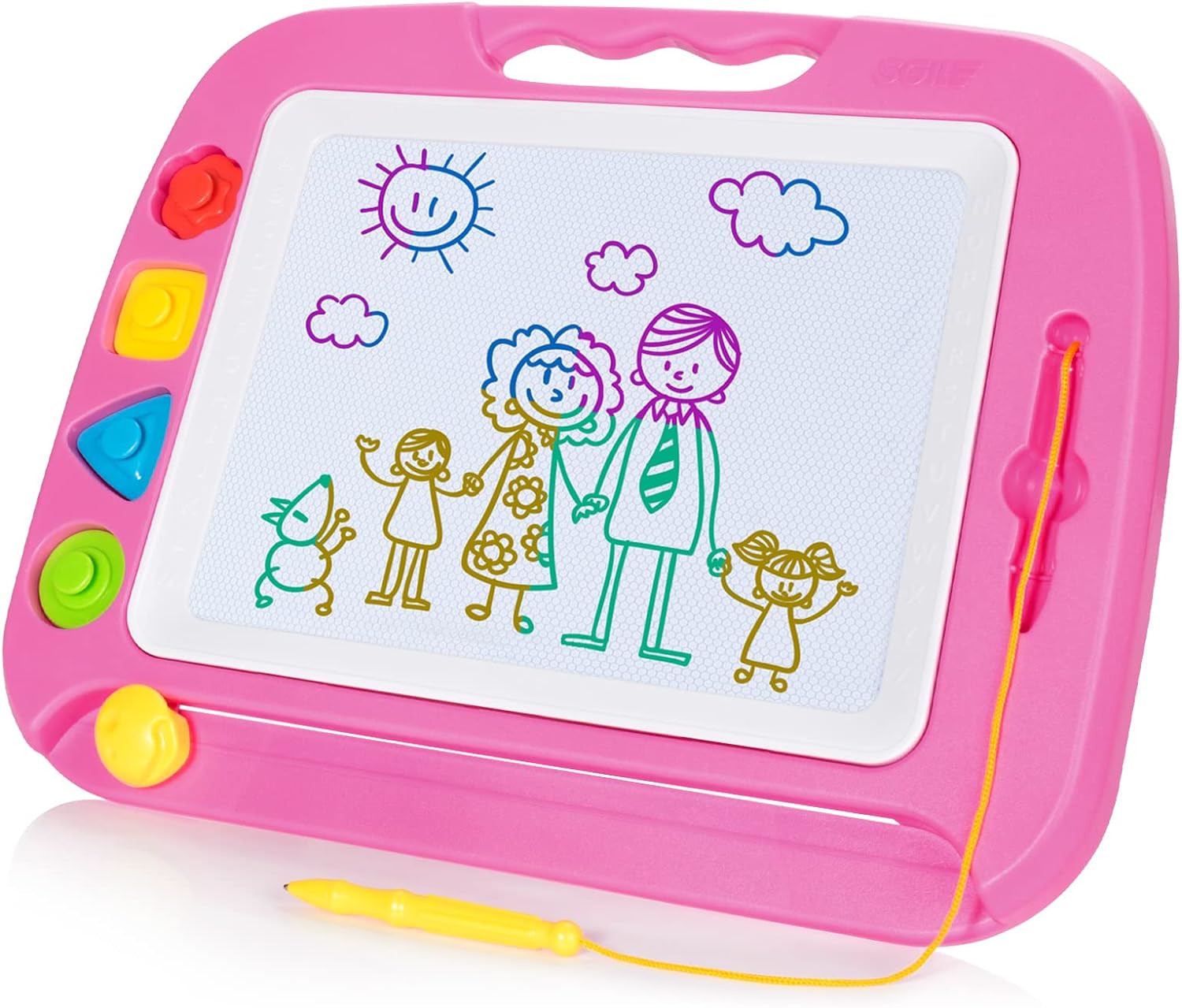 SGILE Large Magnetic Drawing Board - 4 Colors 42×33cm Doodle Pad with 4 Stamps f...
