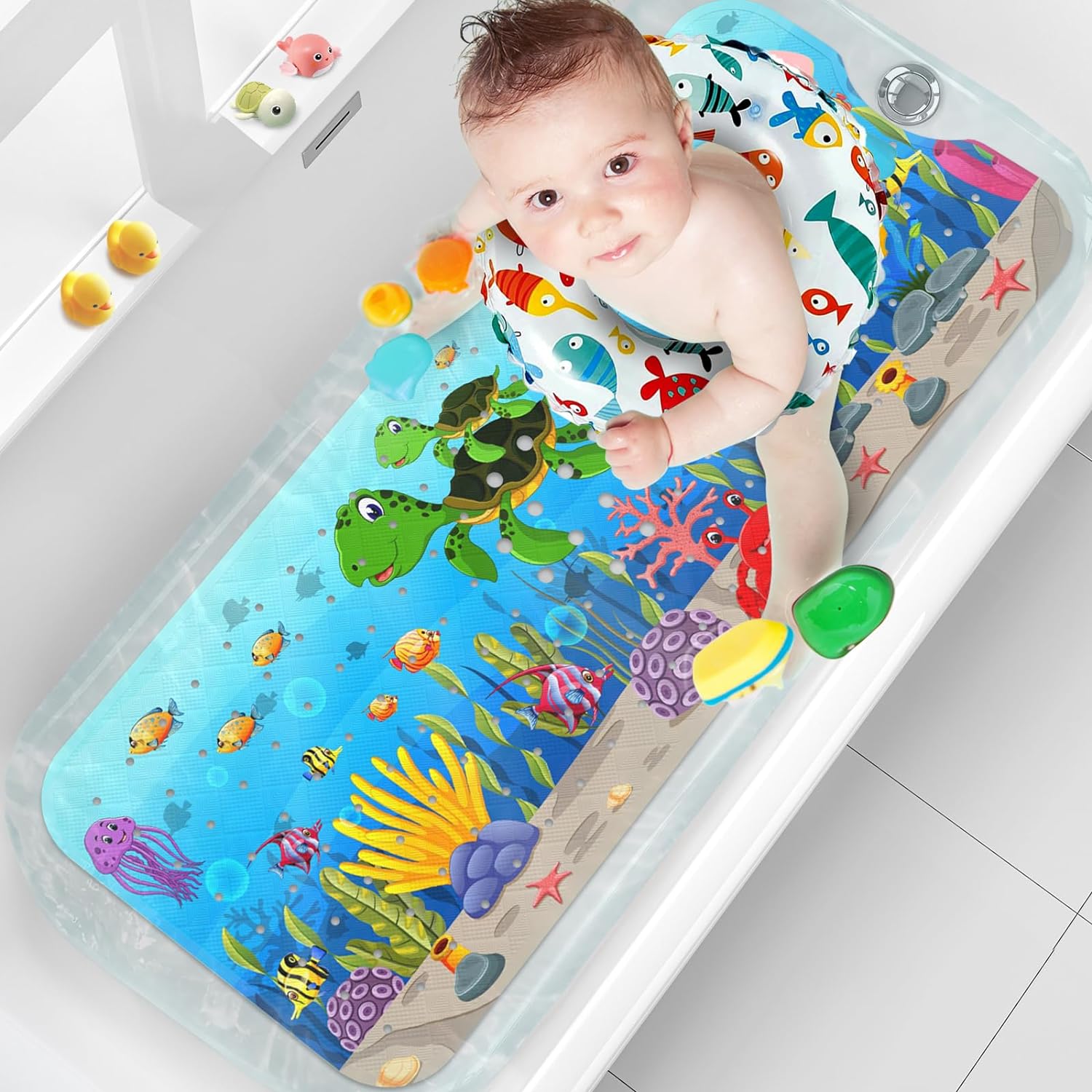 XIYUNTE Baby Bath Mat for Tub for Kids, 40 X 16 Inch Extra Long Kids Bathtub Mat...