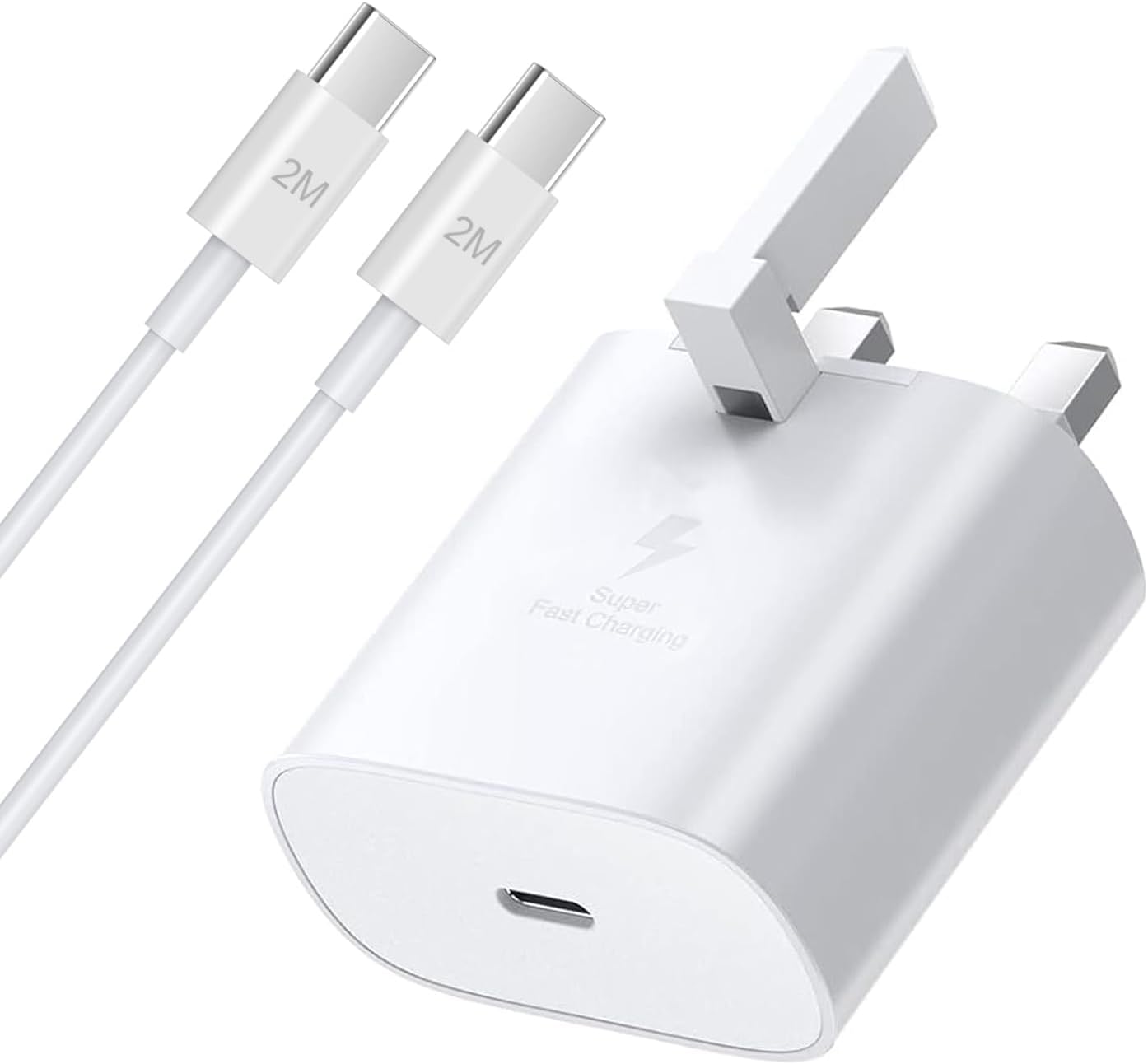 For Samsung Super Fast Charger, USB C Fast Charging Plug UK and 2M Cable USBC to...