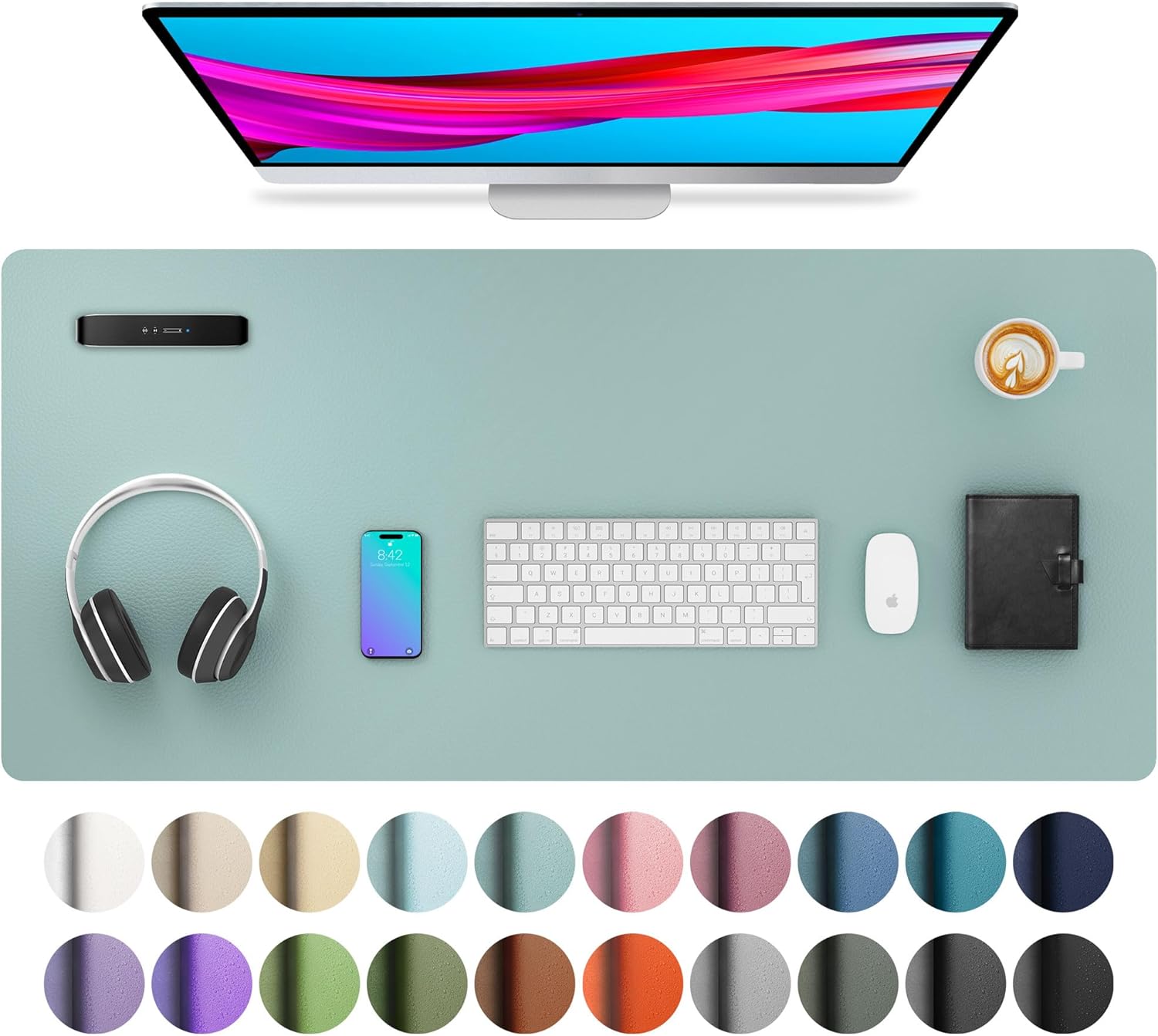 Aothia Leather Pad, Mouse Mat, Office Desk Mat, Non-Slip PU Leather Desk, Laptop...